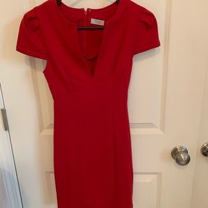 Fitted V Neck Cap Sleeve Dress